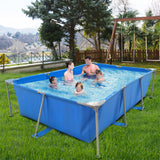 ZUN Metal Frame Rectangular Swimming Pool Portable Above Ground Easy Set Pool Family 97091347