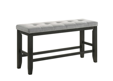 ZUN 1Pc Modern Counter Height Bench Tufted Upholstery Tapered Wood Legs Bedroom Living Room Furniture B011P149271