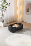 ZUN Scandinavian style Elevated Dog Bed Pet Sofa With Solid Wood legs and Black Bent Wood Back, Cashmere W794125926