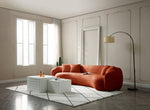 ZUN 102'' 5-Seater Boucle Sofa Modern Sectional Half Moon Leisure Couch Curved Sofa Teddy Fleece Orange W87694859