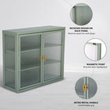 ZUN Retro Style Haze Double Glass Door Wall Cabinet With Detachable Shelves for Office, Dining W1673123583