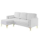 ZUN 218*141*87cm Burlap Diamond Electroplated Gold Trident Legs Three Seats With Footstool Indoor 29311242