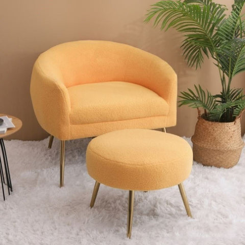ZUN Accent Chair with Ottoman/Gold Legs, Modern Accent Chair for Living Room, Bedroom or Reception W109564241