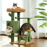 ZUN Unique Cactus Cat Tree Cat Tower with Sisal Covered Scratching Post, Cozy Condo, Plush Perches, 87049854