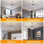 ZUN 52 Inch Crystal Ceiling Fan , Modern Electrical Fan with 5 Wood Reversible Blades, 4 Bulbs Not W1592122690