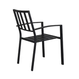 ZUN 2pcs Backrest Vertical Grid Wrought Iron Dining Chair Black 46170760