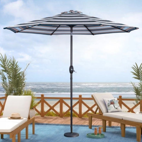 ZUN Black And White Umbrella Outdoor Patio Adjustable 9 Ft Patio Umbrella With Tilt Beach Garden W1828P147970