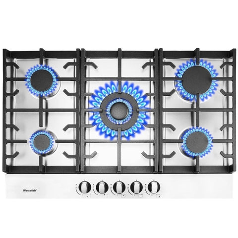 ZUN 30" Built-in Gas Cooktop Stove Top 5 Burners LPG/NG Dual Fuel Stainless Steel W2355P146860