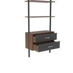 ZUN Ladder Bookcase, Vertical open space shelf with 2 drawers, office bookshelf wall mount required W87658143