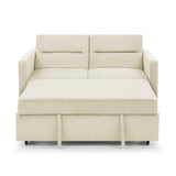 ZUN Loveseats Sofa Bed with Pull-out Bed,Adjsutable Back and Two Arm Pocket,Beige W48766863