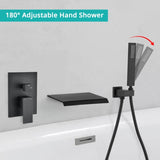 ZUN Modern Style matte black Wall Mount Tub Filler Bathroom Bathtub Faucet Shower Set W121984825