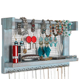 ZUN Jewelry Manager - Wall Mounted Jewelry Stand With Detachable Bracelet Bar, Shelf And 16 Hooks 38205972