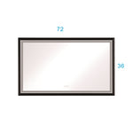 ZUN 72in. W x 36in. H Oversized Rectangular Black Framed LED Mirror Anti-Fog Dimmable Wall Mount W127256745