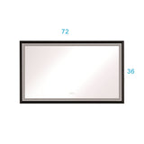 ZUN 72in. W x 36in. H Oversized Rectangular Black Framed LED Mirror Anti-Fog Dimmable Wall Mount W127256745