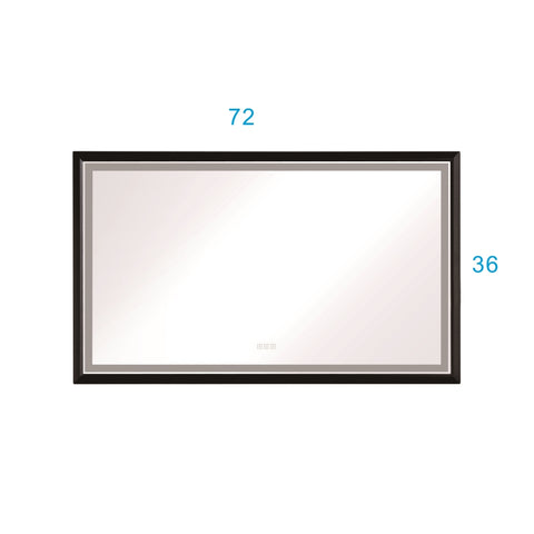 ZUN 72in. W x 36in. H Oversized Rectangular Black Framed LED Mirror Anti-Fog Dimmable Wall Mount W127256745