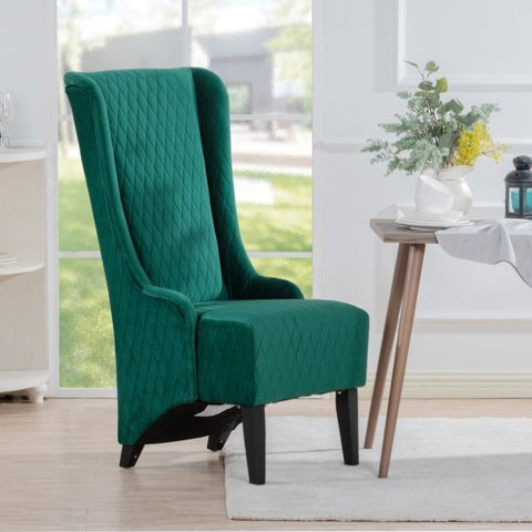 ZUN 23.03" Wide High-Back Velvet Accent Chair, Comfy High Wingback Chair, Living Room Chair with Soft W68041069