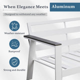 ZUN Modern Outdoor Double Aluminum Gray White Patio Lounge Chairs Sofa Couch With Wood Grain Finish Arm W1828P160654