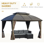 ZUN Outsunny 10' x 12' Hardtop Gazebo Canopy with Galvanized Steel Double Roof, Aluminum Frame, W2225142909