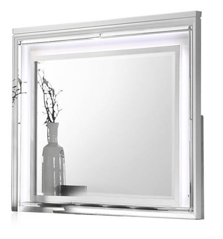 ZUN Prism Modern Style Mirror Made with Wood & Futuristic Aura in White B009133859