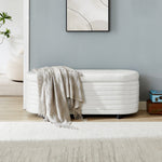 ZUN Multi-functional storage PU material sofa stool-White PU 25761460