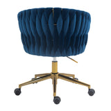 ZUN Modern design the backrest is hand made woven Office chair,Vanity chairs with wheels,Height W2215P147916