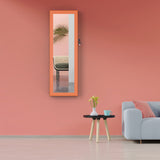 ZUN Fashion Simple Jewelry Storage Mirror Cabinet With LED Lights Can Be Hung On The Door Or Wall 69141144