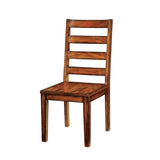 ZUN Tobacco Oak Finish Solid wood Industrial Style Kitchen Set of 2 Chairs Ladder Back Chairs B011P148640