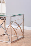 ZUN Modern Stainless Steel Cube Coffee Table with Tempered Top - Silver Mirror Finish and Clear W133084107
