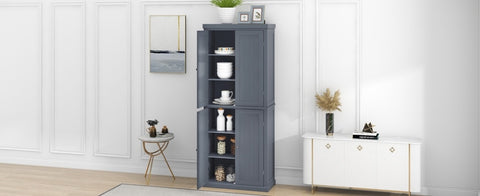 ZUN TOPMAX Freestanding Tall Kitchen Pantry, 72.4" Minimalist Kitchen Storage Cabinet Organizer with 4 WF296480AAE