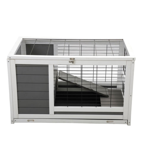 ZUN Luxury 2-Storey Pet House Box Wooden Cage Comfy Cabin for Small Animals, Grey White W2181P151912