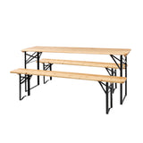 ZUN Picnic Combo 3PCS Set, 5.8FT Wood Table and Bench Set 54211834
