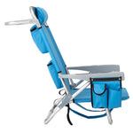 ZUN 63*65*82cm Short Oxford Cloth Silver White Aluminum Tube Bearing 100kg Beach Chair Blue 06110032