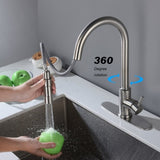 ZUN Touch Kitchen Faucet with Pull Down Sprayer-Brushed Nickel 57987813