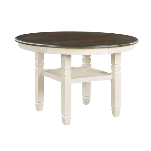 ZUN Brown and Antique White Finish 1pc Dining Table with Display Shelf Transitional Style Furniture B01155790