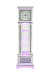 ZUN ACME Noralie GRANDFATHER CLOCK W/LED Mirrored & Faux Diamonds AC00348