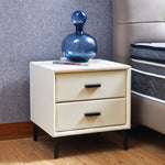 ZUN Modern Nightstand with 2 Drawers, Night Stand with PU Leather and Hardware Legs, End Table, Bedside W1168114610