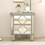 ZUN Elegant Mirrored 2-Drawer Side Table with Golden Lines for Living Room, Hallway, Entryway WF302316AAN