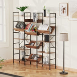 ZUN Triple Wide 5 Tier Bookshelf,Tall Bookcase with 14 Open Display Shelves 89872766