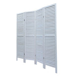 ZUN Sycamore wood 4 Panel Screen Folding Louvered Room Divider - Old white W2181P146770