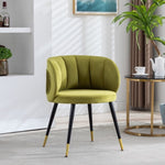ZUN Olive Green Velvet lounge chair, black metal feet, unique back design, suitable for office, living W117064091