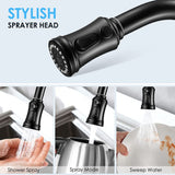 ZUN Kitchen Faucet- 3 Modes Pull Down Sprayer Kitchen Tap Faucet Head, Single Handle&Deck Plate for 1or3 40015993