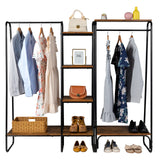 ZUN Clothes Rack with Wood Shelf, Freestanding Rack,Garment Rack, Standing Metal Sturdy 16763240