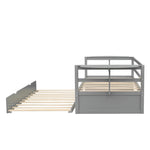 ZUN Twin Size Daybed with Trundle and Foldable Shelves on Both Sides,Gray WF296485AAE