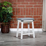 ZUN 24" Counter Stool, Antique White, Gray Leather Seat B04660623