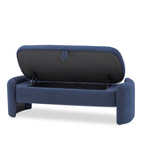ZUN 2152 Footstool with storage function, blue teddy fabric, suitable for hallway, bedroom, living room W127853746