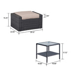 ZUN Wholesale Garden Outdoor Grey Ottoman Patio Ottomans And Footstools Furniture Set With Coffee Table W1828P150080