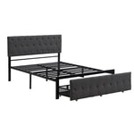 ZUN Full Size Storage Bed Metal Platform Bed with a Big Drawer - Gray WF212444AAE