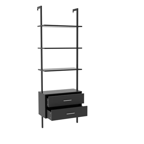 ZUN Vertical open space shelf with 2 drawers, Ladder bookcase,Modern storage rack shelves, office W87658144