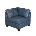 ZUN Contemporary Genuine Leather 1pc Corner Wedge Ink Blue Color Tufted Seat Living Room Furniture B01151378