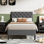 ZUN Upholstered Linen Platform Bed, Twin Size, Gray WF302188AAE